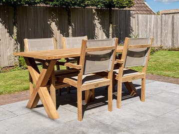 4 persoons tuinset | Luxe & Tijdloos | Direct leverbaar!, 4 zitplaatsen, Teakhout, Nieuw, Ophalen of Verzenden