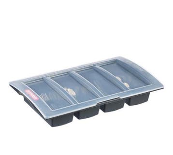 Donkergrijze bestekbak met deksel | 10(h)x32,5(b)x53(d)cm, Verzenden