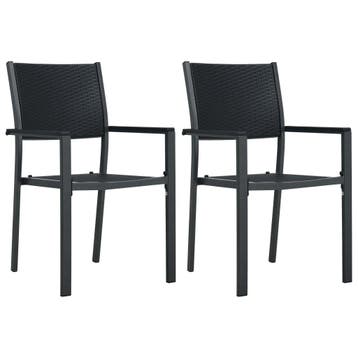 vidaXL Tuinstoel 2 st rattan-look kunststof zwart, Tuin en Terras, Tuinstoelen, Verzenden, Nieuw, Kunststof