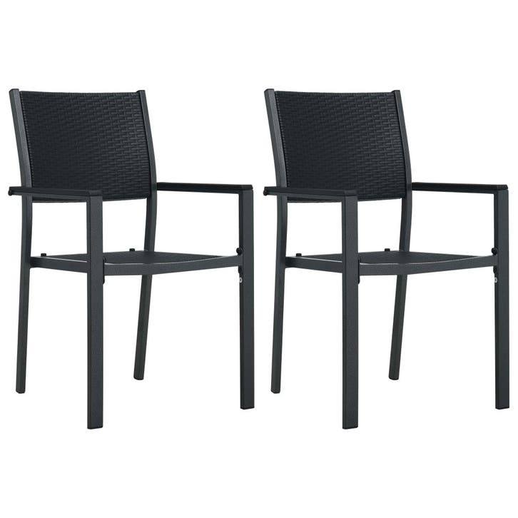 vidaXL Tuinstoel 2 st rattan-look kunststof zwart, Tuin en Terras, Tuinstoelen, Nieuw, Kunststof, Verzenden
