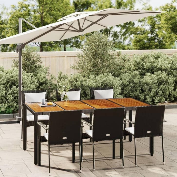vidaXL 7-delige Tuinset met kussens poly rattan zwart, Tuin en Terras, Tuinsets en Loungesets, Tuinset, Nieuw, 6 zitplaatsen, Verzenden