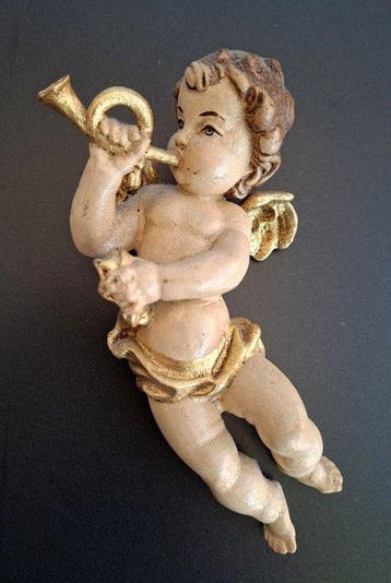Beeldje - Engel Putte ca. 20cm - Hout, Antiek en Kunst
