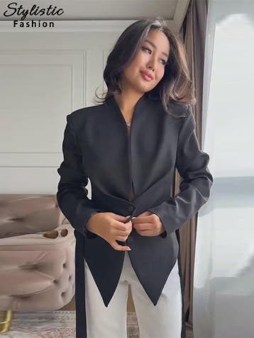 Dames Asymmetrische Blazer met V-hals en Lange Mouwen - Casu, Verzenden, Nieuw