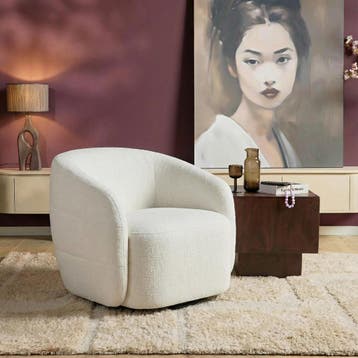 Draaibare Fauteuil Yara Off White | Starfurn, Ophalen of Verzenden, Nieuw
