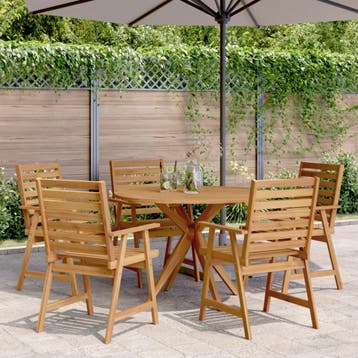 vidaXL 6-delige Tuinset massief acaciahout, 5 zitplaatsen, Nieuw, Tuinset, Verzenden