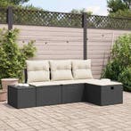 vidaXL Bankstel met kussen 4 pcs poly rattan, Verzenden, Nieuw, Rotan, 4 zitplaatsen