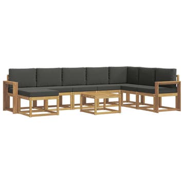 vidaXL Buiten bankenset met kussen 9 pcs Wit en, Verzenden, Nieuw