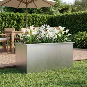 vidaXL Plantenbak met led zilver 50 x 100 x 48 cm Roestvrij, 100 cm of meer, Verzenden, Nieuw, Metaal