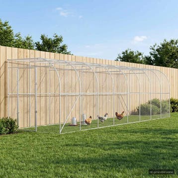 vidaXL Kippenhok Tegen de Muur zilver 600 x 150 x 215 cm, Dieren en Toebehoren, Verzenden, Nieuw