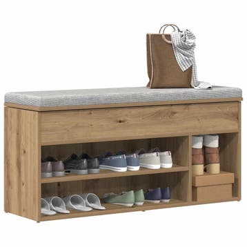 vidaXL Schoenenbank 102x30,5x45 cm bewerkt hout artisanaal, Huis en Inrichting, Verzenden, Nieuw