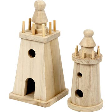 Vuurtoren, H: 13,5+18 cm, 2 stuk/ 1 doos, Nieuw