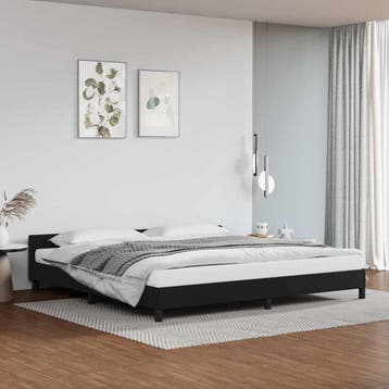 vidaXL Bedframe met hoofdeinde zonder matras 200x200 cm, Overige materialen, Verzenden, Zwart, Overige maten