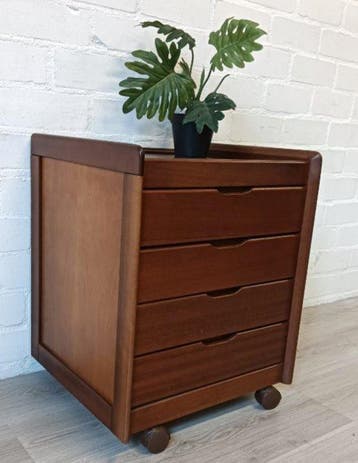 Kast - Teak, Hout - Bijzettafel, trolley