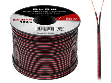 Luidsprekerkabel 2 x 0.22 mm zwart/rood op rol 100 meter, Ophalen of Verzenden, Nieuw, 10 meter of meer, Luidsprekerkabel