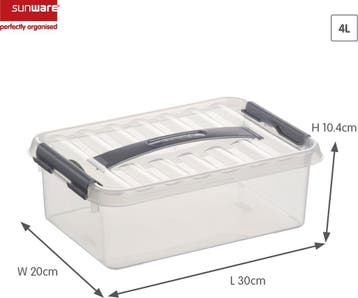 Sunware Q-line Opbergbox Transparant/Grijs 4 liter Set van 4, Ophalen of Verzenden, Nieuw
