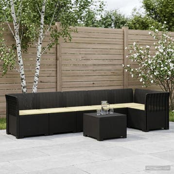 vidaXL 6-Zits Tuin Sofa met Kussens Rattan Look PP Antraciet, Verzenden, Nieuw