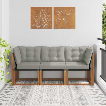 vidaXL 3 st Outdoor Midden- en Hoeksalon Naturel, Tuin en Terras, Tuinsets en Loungesets, Verzenden, Nieuw, 3 zitplaatsen