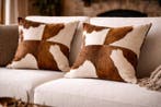 Set van 2 kussens van rundsleer Exclusief -40x40cm- Vulling