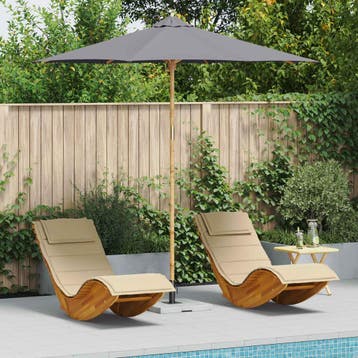 vidaXL Tuinparasol Ø 270 x 260 cm Bamboe Rond Donkergrijs, Verzenden, Nieuw, 2 tot 3 meter