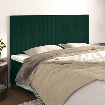 vidaXL Hoofdbord donkergroen 200x5x118/128 cm fluweel, Verzenden, Nieuw, Groen, Stof
