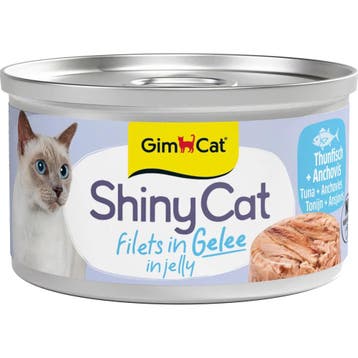 24x GimCat Kattenvoer Nat ShinyCat Filets in Jelly Tonijn..., Verzenden, Kat