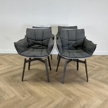 B&B Italia Husk (set van 4 stuks) eetkamerstoelen van, Huis en Inrichting, Stoelen, Gebruikt, Zwart, Ophalen of Verzenden, Eén