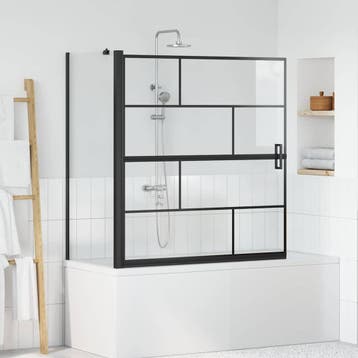vidaXL Bad Douchescreen Zwart en transparant 116 x 68 x 128, Doe-het-zelf en Verbouw, Sanitair, Verzenden, Nieuw