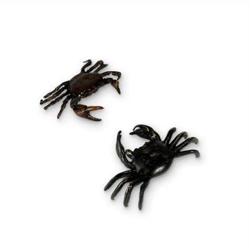 Two Bronze Crab Tea Ornaments, Okimono () - sculptuur Brons