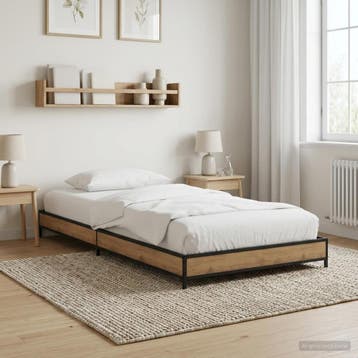 vidaXL Bedframe Artisanaal eiken 80 x 200 cm Bewerkt hout, Eenpersoons, Bruin, Verzenden, Nieuw