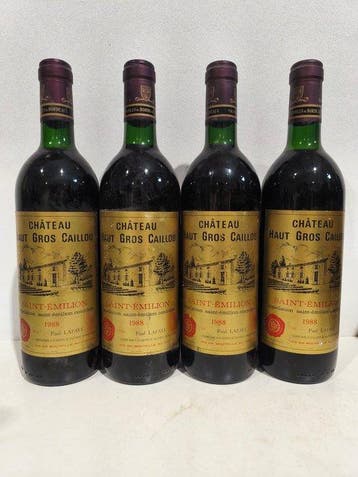 1988 Château Haut Gros Caillou - Saint-Émilion - 4 Flessen, Nieuw