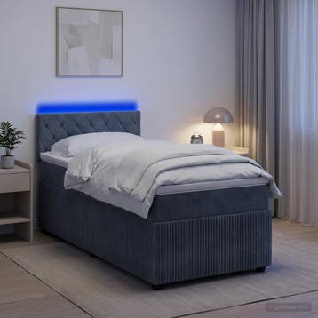 vidaXL Boxspringbed met matras Donkergrijs 90 x 190 cm, Verzenden, Nieuw, Stof