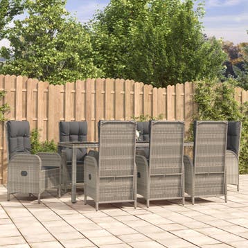 vidaXL 9-delige Tuinset met kussens poly rattan grijs, Verzenden, Nieuw, Tuinset