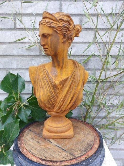 Beeld, Bust of Greek goddess - Artemis - 30 cm - Gietijzer, Antiek en Kunst, Curiosa en Brocante