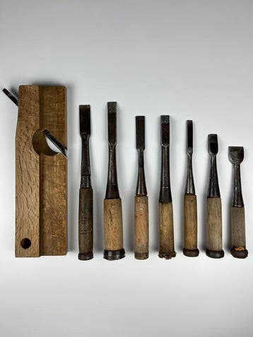 Vintage Japanse Timmerwerk / Houtbewerkingbeitels 7-delige
