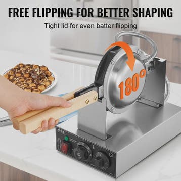 Professionele Bubble Wafelmaker 1400W - Anti-aanbak, RVS, 18, Verzenden, Nieuw