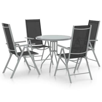 vidaXL 5-delige Tuinset aluminium en textileen zilverkleurig, Verzenden, Nieuw, Aluminium, Tuinset