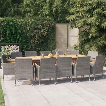 vidaXL 13-delige Tuinset met kussen grijs, Verzenden, Nieuw, 2 zitplaatsen, Tuinset