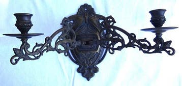 Kaars wandlamp - wandlamp - Gegoten messing - pianokandelaar