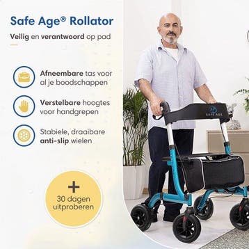 2dekans | SafeLife Rollator Opvouwbaar met zitfunctie - voor, Ophalen of Verzenden, Zo goed als nieuw