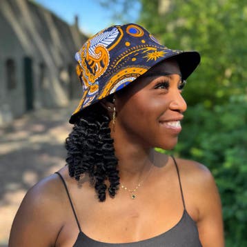Bucket hat / Vissershoedje met Afrikaanse print - Marineblau, Kleding | Heren, Ophalen of Verzenden, Nieuw
