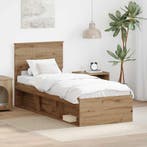 vidaXL Bedframe Ambachtelijk eiken 75 x 190 cm Massief, Huis en Inrichting, Slaapkamer | Bedden, Verzenden, Nieuw, Bruin, Hout