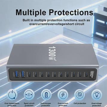 1300W GaN Desktop Snellader Station met Meerdere USB-C Poort, Auto diversen, Verzenden, Nieuw