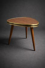 Salontafel - Driepotige bijzettafel - Hout, Messing -