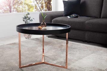Extravagante salontafel MODULAR 60cm mat zwart koper rond, Ophalen of Verzenden, Nieuw