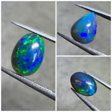 Lot van 3 natuurlijke zwarte opalen uit Ethiopië. 3,35