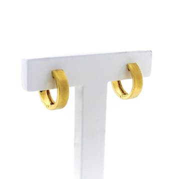 Gouden klapcreolen; Ø 14,5 mm (Oorbellen), Sieraden, Tassen en Uiterlijk, Ophalen of Verzenden, Gebruikt, Goud, Goud