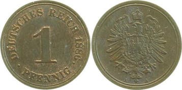 Duitsland 1 Pfennig 1886 A J 001 Kaiserreich prfr, Verzenden