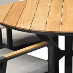 Quincy dining tuintafel aluminium 120xH75 cm rond teak blad, Ophalen of Verzenden, Nieuw