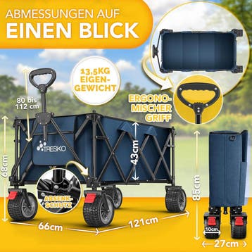 Bolderkar - Opvouwbaar - Bolderwagen  - Blauw - TRESKO®, Verzenden, Zo goed als nieuw