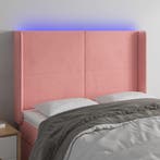 vidaXL Hoofdbord LED 147x16x118/128 cm fluweel roze, Verzenden, Nieuw, Stof